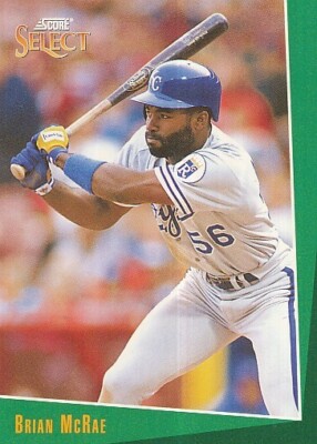 #250 KANSAS CITY ROYALS # BRIAN McRAE - CF # BASEBALL CARD SCORE SELECT MLB 1992