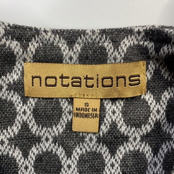 Notations Gray Black Circle Patterned Button Fron… - image 7