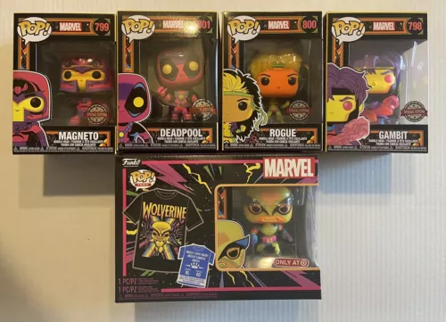 Funko POP! Marvel X-Men Blacklight Set With Wolverine - Shirt Size XL - NEW