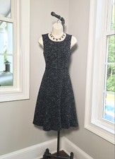 Talbots Sleeveless Black & White Tweed Fit & Flare Dress ~ Women’s 2