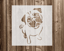 Pug Dog Stencil, Durable Flexible Handmade Mylar Reusable Craft Template, 570