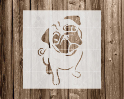 Pug Dog Stencil, Durable Flexible Handmade Mylar Reusable Craft Template, 570