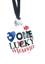 Christmas Ornament Autism Awareness One Lucky Mama Puzzle Gift Plastic