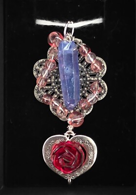 Handcrafted Victorian Style Freeform Blue Aura Quartz Pendant