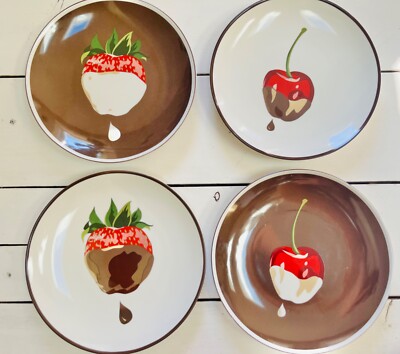 Vintage Chocolate Dessert Plates Bone China Chocolat Sears 8'' Set of 4 Plate