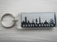 City Of Boston Massachusetts MA Souvenir Skyline Landmarks Ship Keyring Keychain