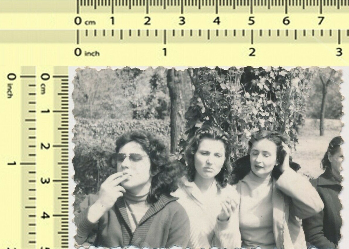 Three Women Ladies Smoking Cigarettes Females Smoke vintage photo original old