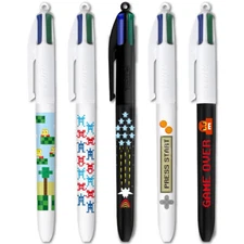LOT OF 5 BIC PENS 4 COLORS RETROGAMING 2025 LIMITED EDITION COLLECTION