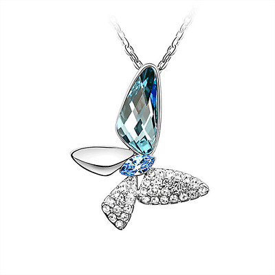 Butterfly Marquise Shaped Swarovski Elements Crystal Pendant Necklace Women Girl