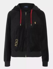 Polo Ralph Lauren LIMITED EDITION Gold Logo Velour Full-Zip Women  s Hoodie XS