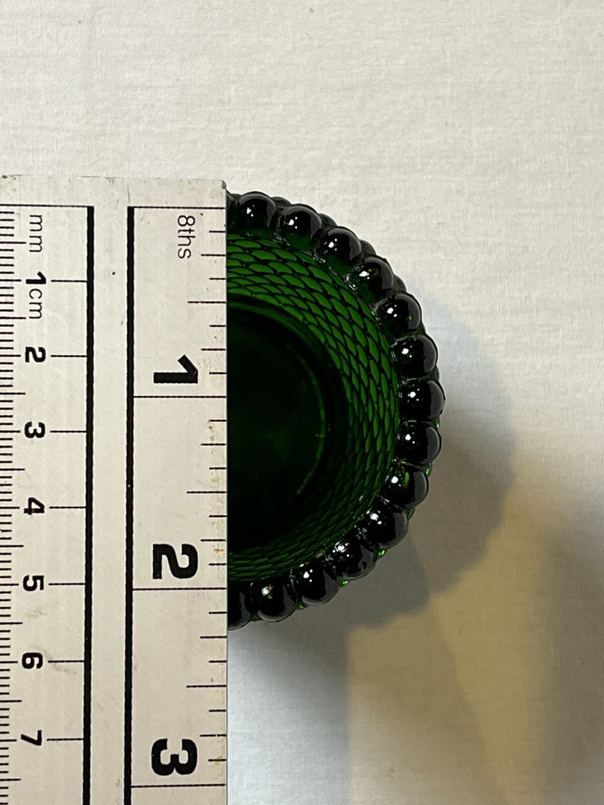 Vtg Emerald Green Glass Hobnail Votive Candle Toothpick Holder 2.5"