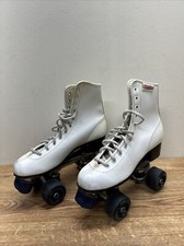 Vintage Roller Derby Skates White Leather Wheels Women's Size 7