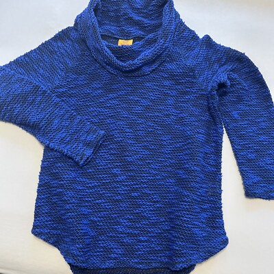 Pulli Top Ruby Rd blau Gr.L kaum getragen kleiner Rollkragen luftig Saum gebogen