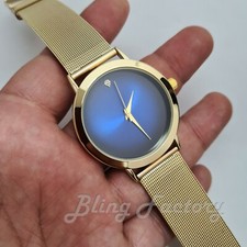 Unisex Luxury Style Fashion Gold Plated Metal Mesh Band Wrist Dress Watch