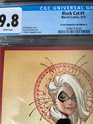 CGC 9.8 Black Cat #1 2019 - J. Scott Campbell Cover D - Le Chat
