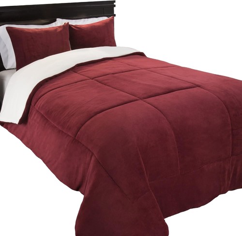 Super Soft 3-Piece King Comforter Set - Reversible Sherpa and Fleece in Burgundy - Bild 6 von 6