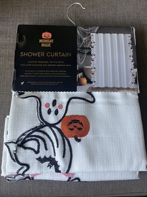Midnight Magic Shower Curtain Embroidered  Ghost And Punky ￼ 72''x72'' Brand New
