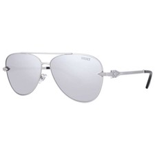 Versace Light Grey Silver Mirror Pilot Men's Sunglasses VE2283 10006G 61