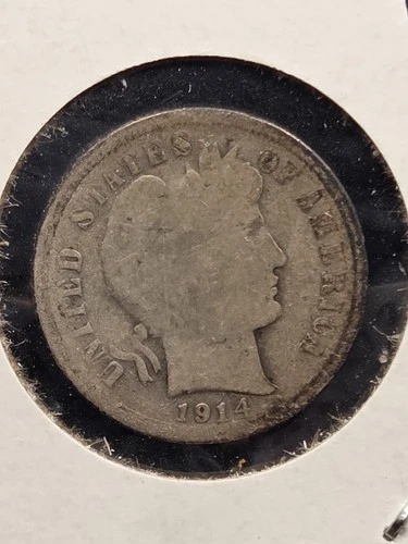 1914-S Barber Dime 90% Silver Average Circ