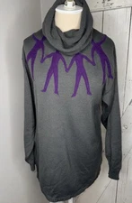 Linda Lundstrom Turtle/cowl Neck Gray Sweater Purple People Chest & Back Sz M?