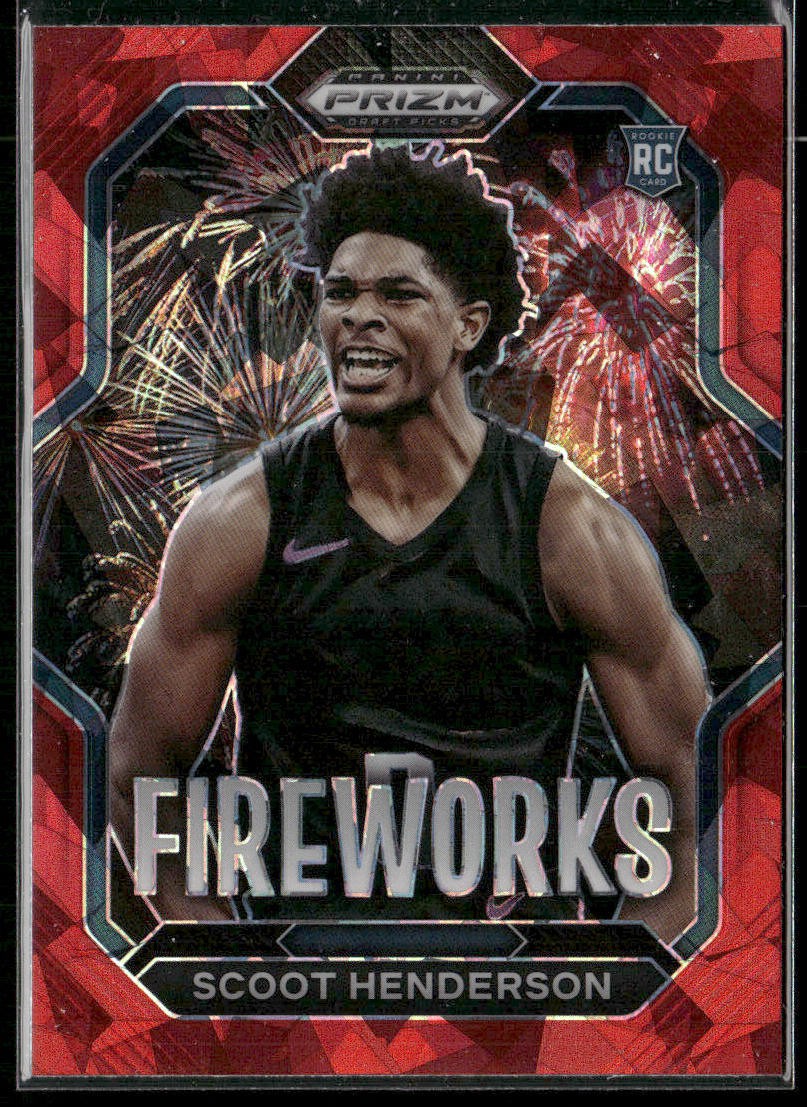Scoot Henderson 2023 Panini Prizm Draft Picks Fireworks Red Ice RC #3 Ignite