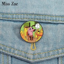 Cartoon Dog Animation UV Print Pins Custom This Is Fine Brooches Lapel Badges Cl
