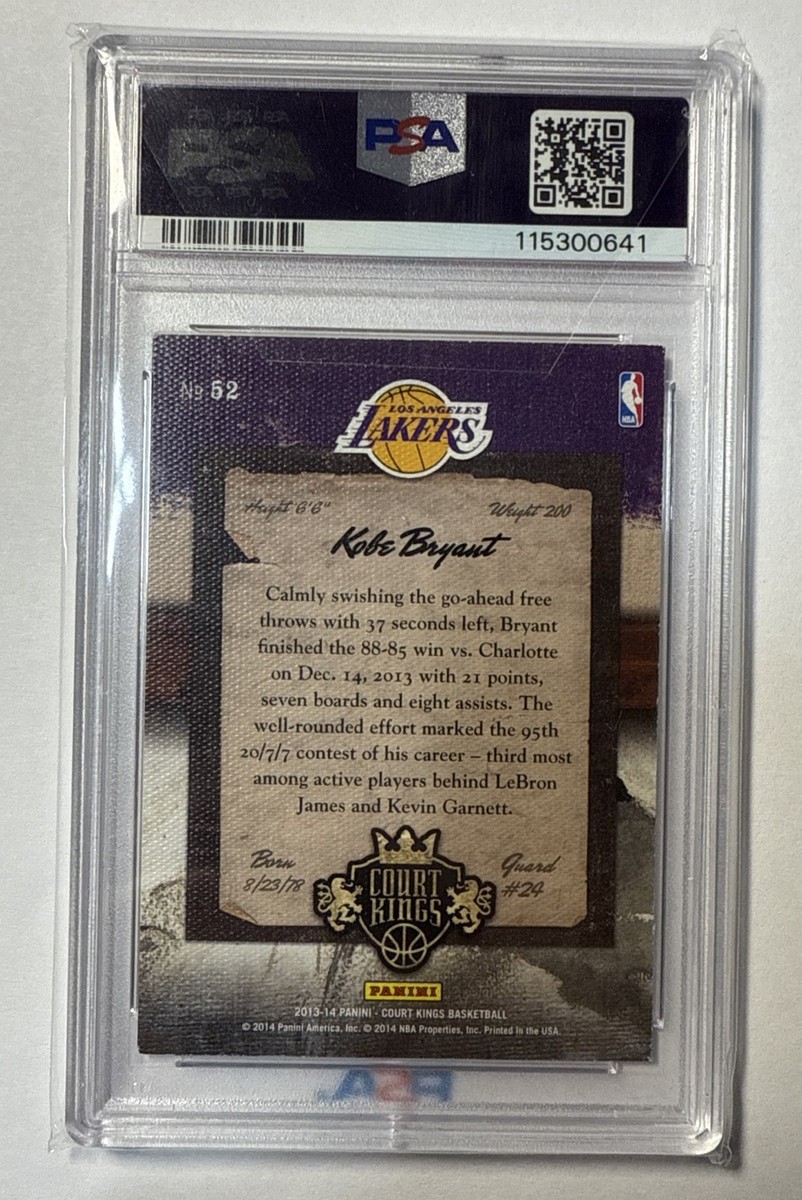 2013-14 Panini Court Kings Kobe Bryant #52 PSA 8 Los Angeles