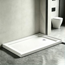 Gloss White Acrylic Shower Base 60"x32" Right Drain with Single Threshold Design