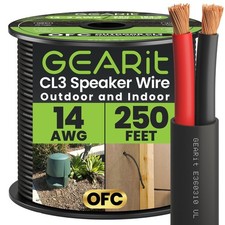 14/2 Speaker Wire 250 Feet 14AWG Gauge - Outdoor Direct Burial in Ground/in Wa
