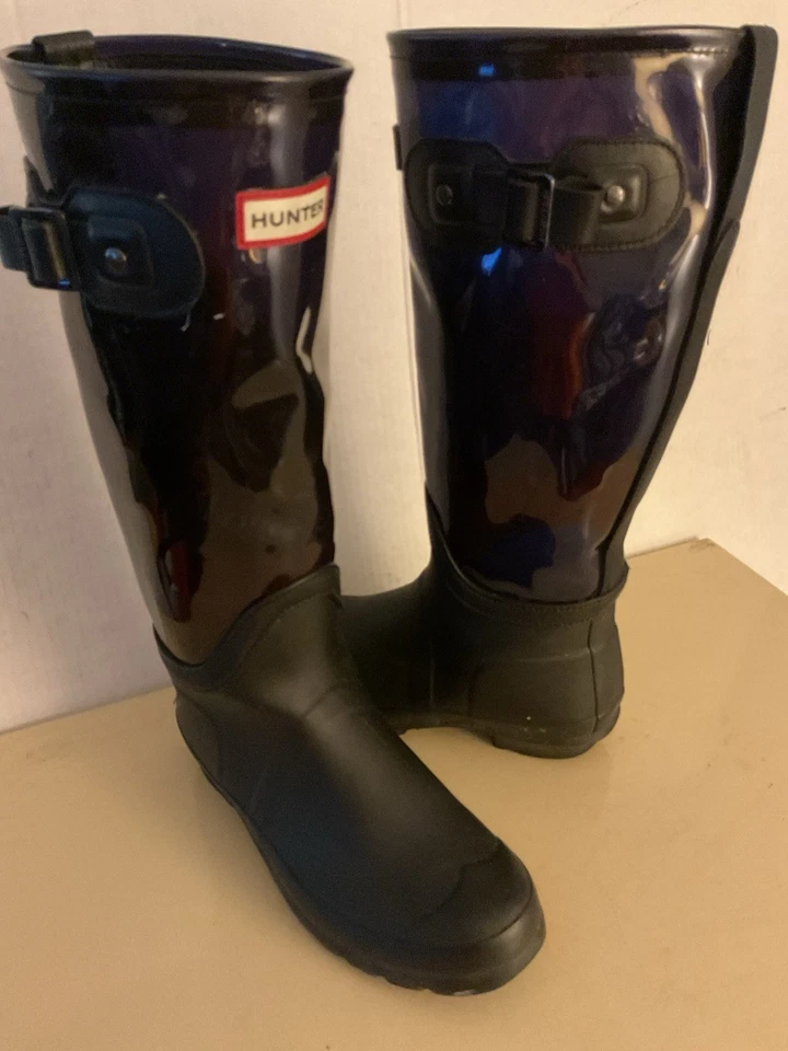Botas de lluvia Hunter para mujer altas de goma y transparentes raras impermeables hasta la rodilla 7/38 Foto 2 de 4