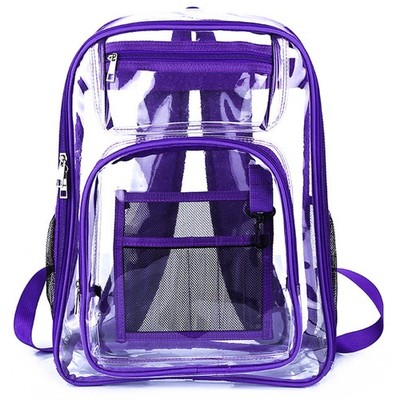 Clear Transparent Heavy-Duty Backpack   Padded Straps, Side Pockets, Durable Bag