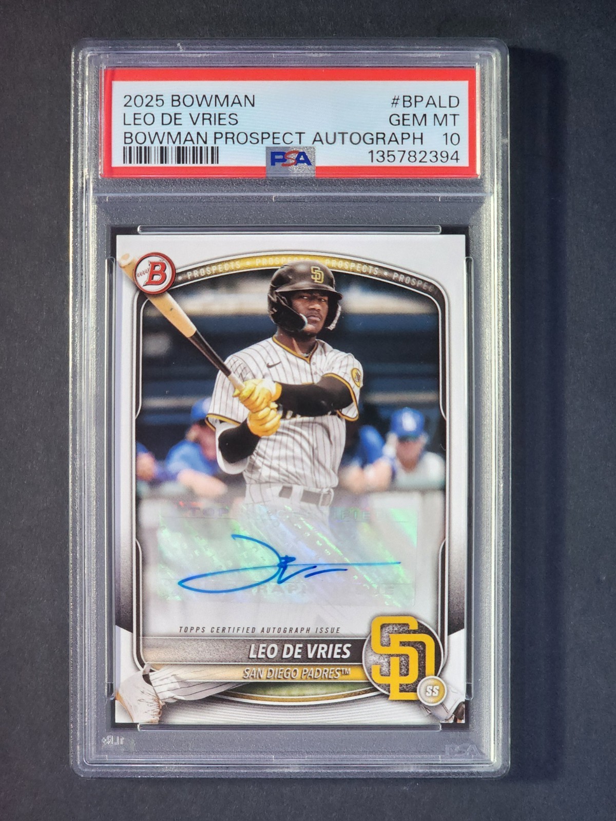 2025 Bowman Prospect Autograph Padres #BPA-LD Leo De Vries PSA 10