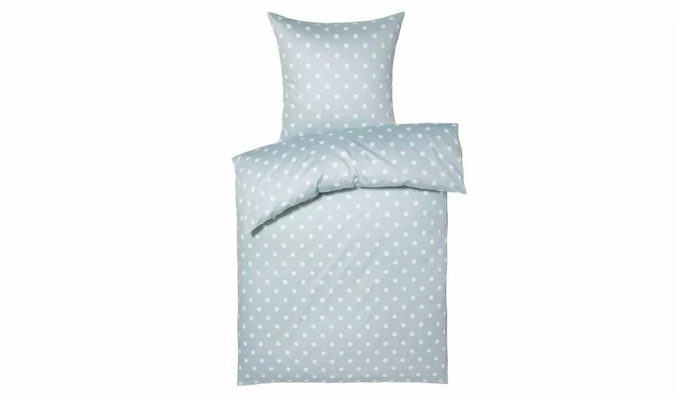 NEU! Schlossberg Bettwäsche Satin Noblesse Punto Blau 135x200 cm 80x80cm - Bild 1 von 3