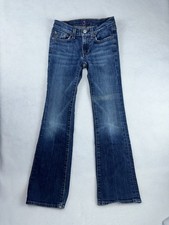 Y2K 7 For All Mankind Girls Bootcut Jeans Size 10 Dark Wash Stretch Midrise