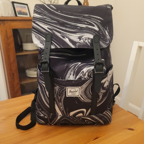Herschel Supply Co. Retreat Mid 17L Backpack Black/White Paint Swirl-Excellent** - Picture 3 of 19