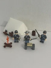 Confederate Army Civil War Themed 3 Minifig Army Base Camp Custom Made w/ Acc’s
