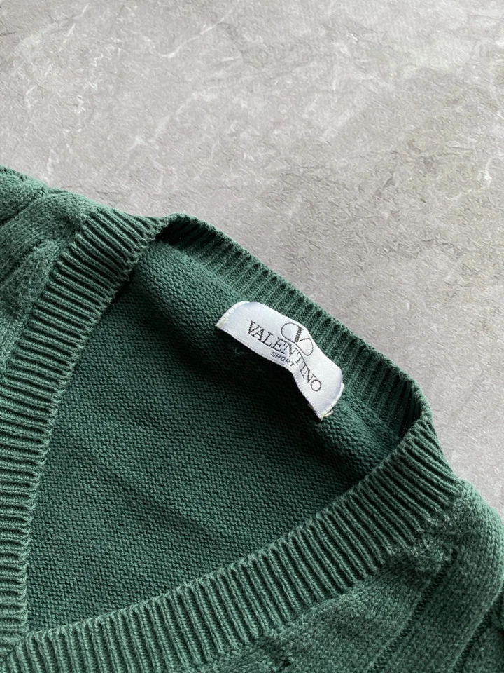 Vintage Y2K Valentino Sport V-Neck Sweater Made in Italy Green Size L - Image 4 of 4