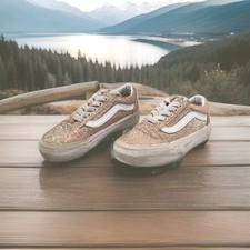 VANS Low Skateboarding Sneakers Old Skool Gold Sparkle Glitter Girls US 11.0 AX