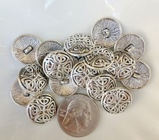 10pc Antiqued Silver Round Sewing Celtic Shank Metal Buttons 17mm (5/8")