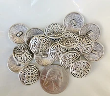 10pc Antiqued Silver Round Sewing Celtic Shank Metal Buttons 17mm (5/8")