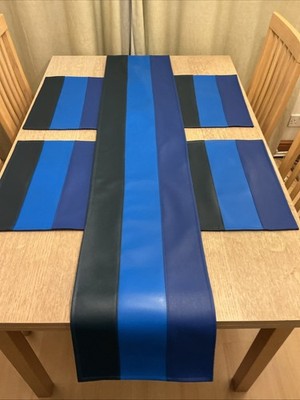 Kunstleder Tischläufer + 4 Platzsets verschiedene Farben personalisiert