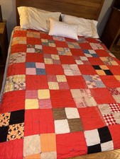 Vintage Handmade patchwork quilt unique Quilt Full Twin Cottage True Scrap Quilt