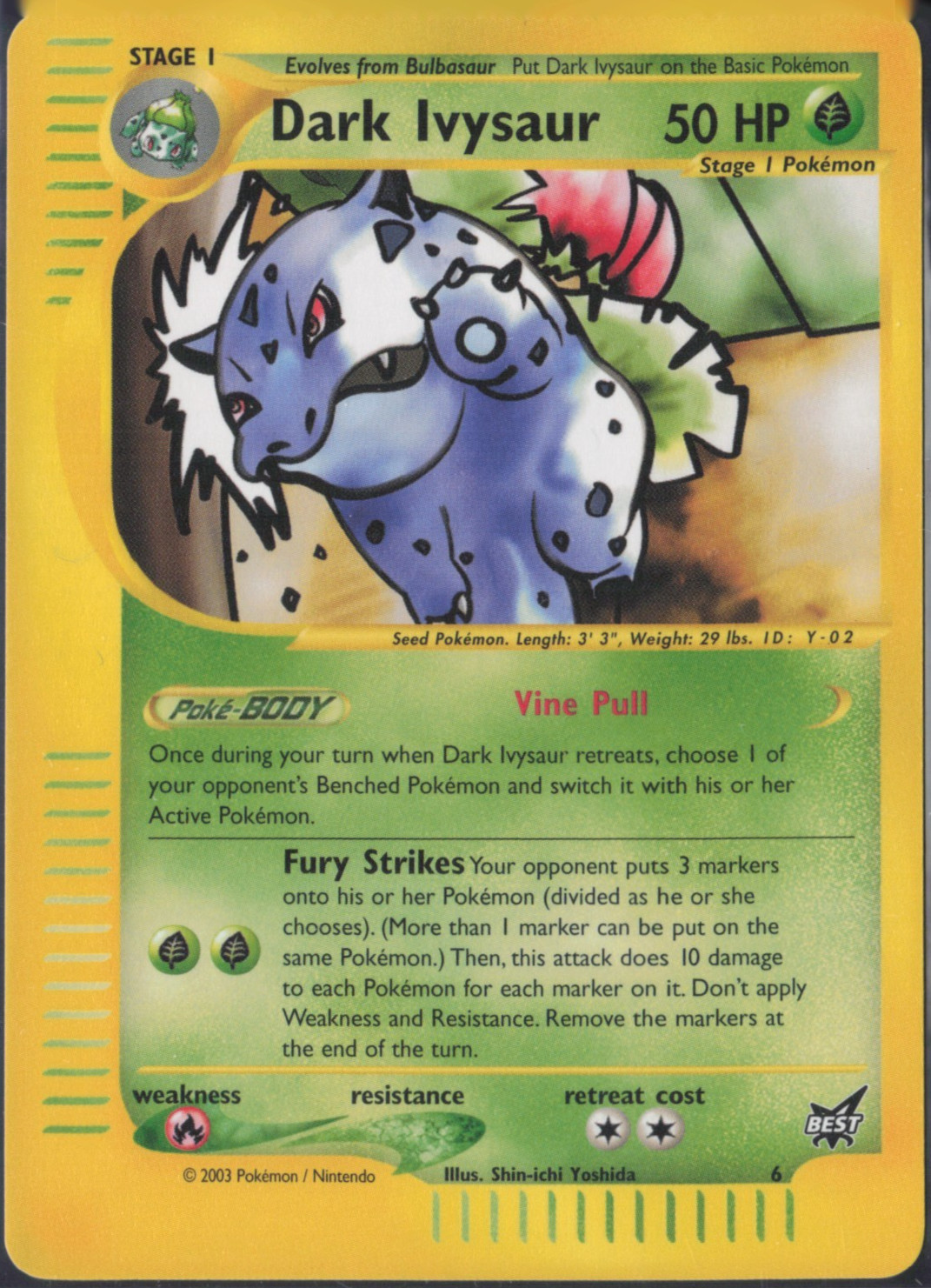 2003 Pokémon TCG | Best of Game Promo | Dark Ivysaur 6 | NM