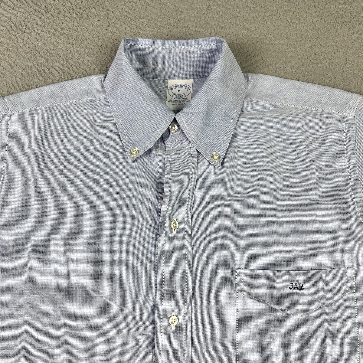 Vintage Brooks Brothers Makers Shirt Mens 15 Blue OCBD Short