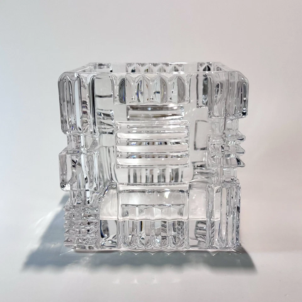 Jarrón Marquis by Waterford cuadrado de cristal “cubista”, plato de caramelo, candelabro, Foto 2 de 3