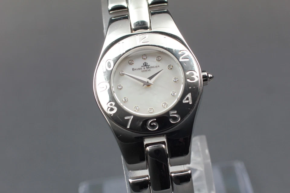 【N COMO NUEVO】 Reloj Baume & Mercier Linea 65305 11P esfera blanca Qz para mujer JAPÓN Foto 3 de 4