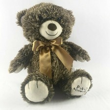 FAO Schwarz Teddy Bear Plush Brown With Bow Tie 17" Long