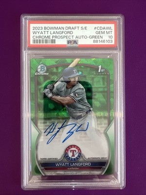 2023 Bowman Draft Sapphire Auto Wyatt Langford Green /99  PSA 10
