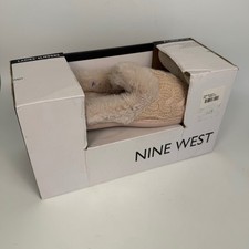 Nine West Women's Size 11.5 Slippers Cream Cable Knit Faux Fur Cozy