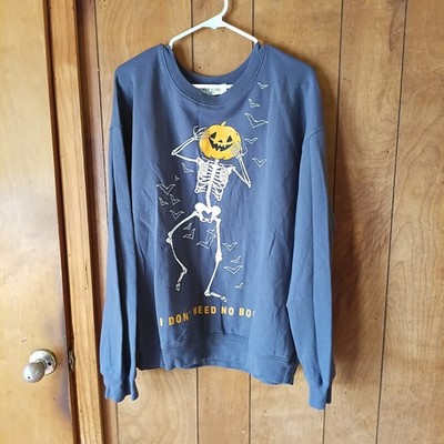 Wound Up Halloween Skeleton Pumpkin Graphic Sweatshirt XL